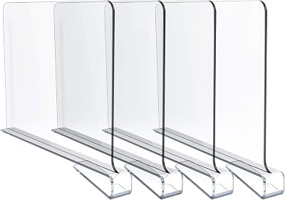 Jucoan 4 Pack Shelf Dividers Clear Acrylic Closet Organizers 30.5cm x 20cm
