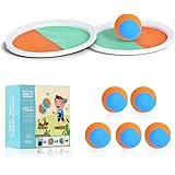 BNT Paddle Toss and Catch Ball Set, Outdoor Sports Games with 2 Paddles 6 Velcro Balls and 1 Dodgeball Game Vest, Beach Games