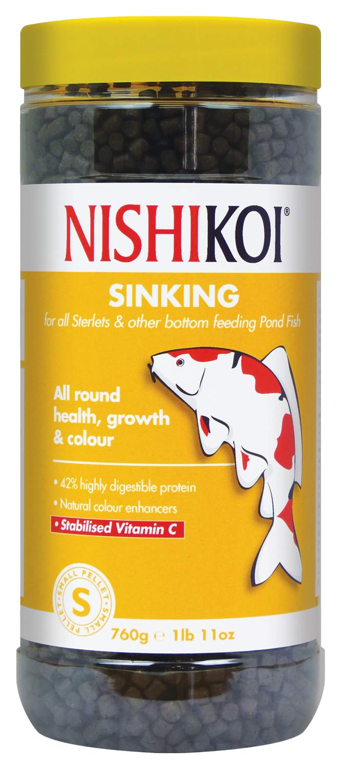 Nishikoi Sinking Food for Bottom Feeding Pond Fish - Small Pellets - 760g