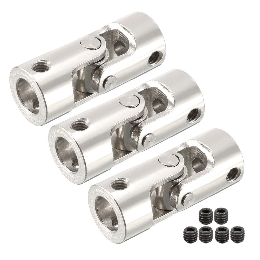 sourcing map 3pcs 6mm to 8mm Inner Dia Rotatable Universal Steering Shaft U Joint Coupler L35XD14