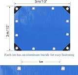 YIJUHOU Tarpaulin 115 GSM Waterproof Blue 2m x 2m Heavy Duty view 2