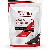 Vivion Choline Bitartrate (DL+) Powder 1000 Grams - Food Grade Coated Nootropic Supplement Ingredient - 1 kg (2.2 lb)
