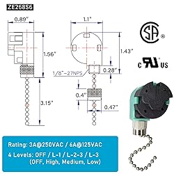 YukiHalu Ceiling Fan Pull Chain Switch 3 Speed 4