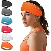 Sweat Headbands for Men,6 Pack Workout Sports Hairband for Gym, Ideal for Fitness,Running,Cycling,Hike
