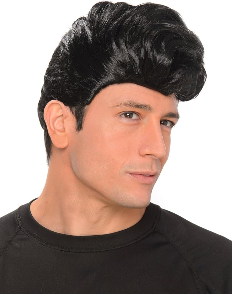 Men S Black 50s Teddy Boy Rockabilly Rock Roll Greaser Wig