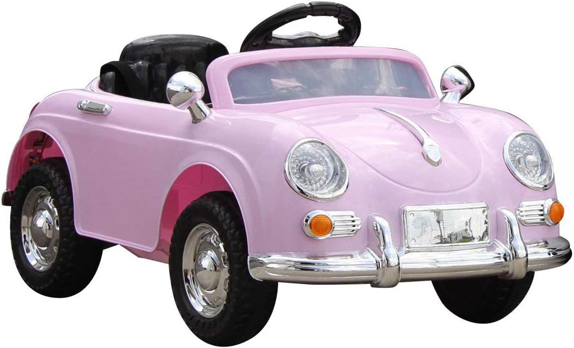 Amazon 乗用電動玩具 ドイツクラシックカー カラー ピンク 電動乗用 ポルシェタイプ Pb802 運転操作とプロポ操作で走行可能な電動ラジコンカー 乗用おもちゃ 子供向け乗用玩具 電動乗用 おもちゃ