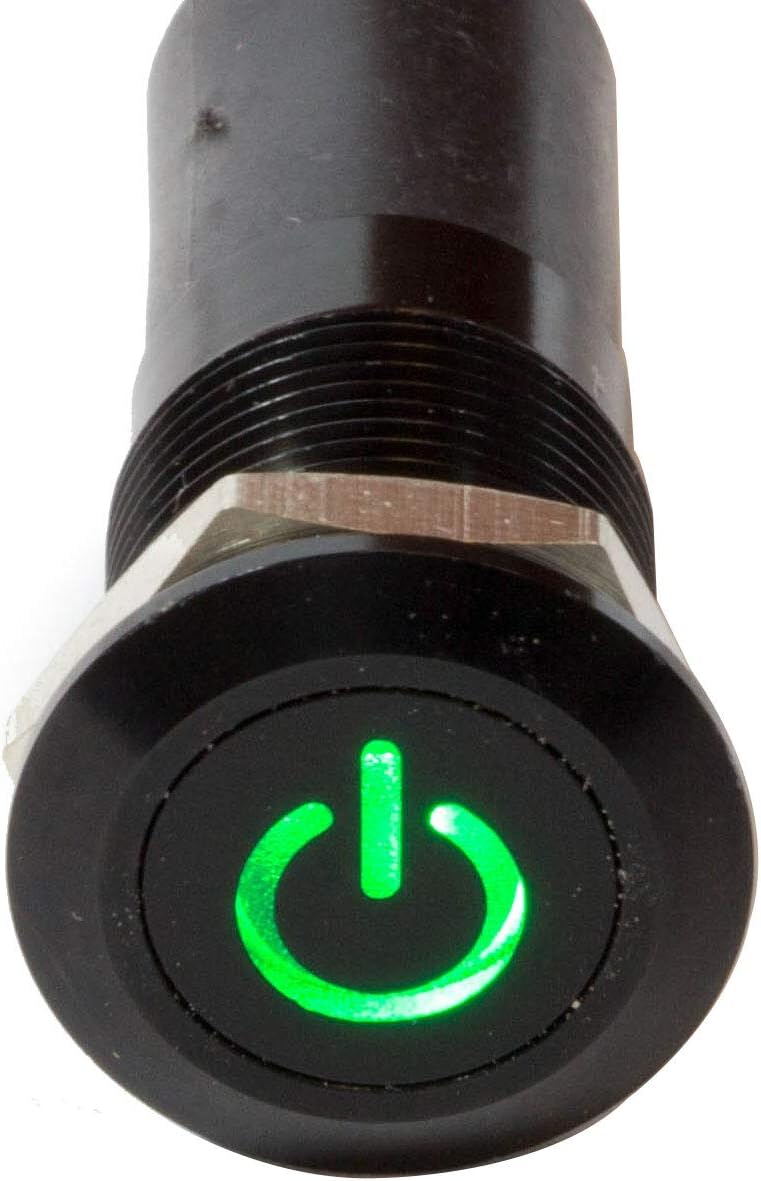 Alpinetech PLB12MS 12mm 1/2" 12V LED Metal Signal Indicator Pilot Dash Light (Power)