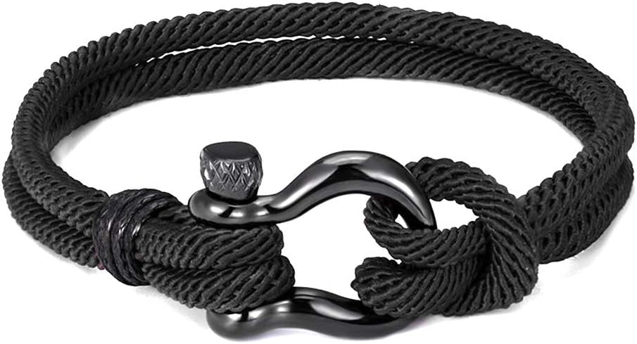 Men's Bracelet Navy Style Camping Parachute Cord Survival Anchor Bracelet Men Women With Black Stainless Steel Sport Buckle