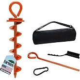 Eurmax USA Heavy Duty Dog Tie Out Stake, No-Tangle In Ground Anchor Runner for Large Dogs up to 210 Lbs - Perfect for Yard, Beach and Camping (Medium,Orange)