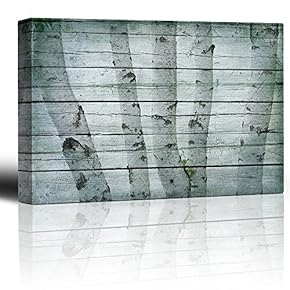 Tree Trunks Placed on Old Blue Wood - Canvas Art Home Art - 12x18 inches