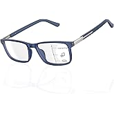 DEHOTRE Progressive Multifocus Reading Glasses Men Flexible TR90 Frame Readers Stainless Steel Arm Rubber Temple Spring Hinge