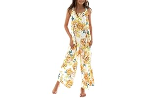 RRHSS Girls Floral Backless Maxi Jumpsuit Teen Wide Leg Rompers Kids Summer Casual Boho Overalls Pants
