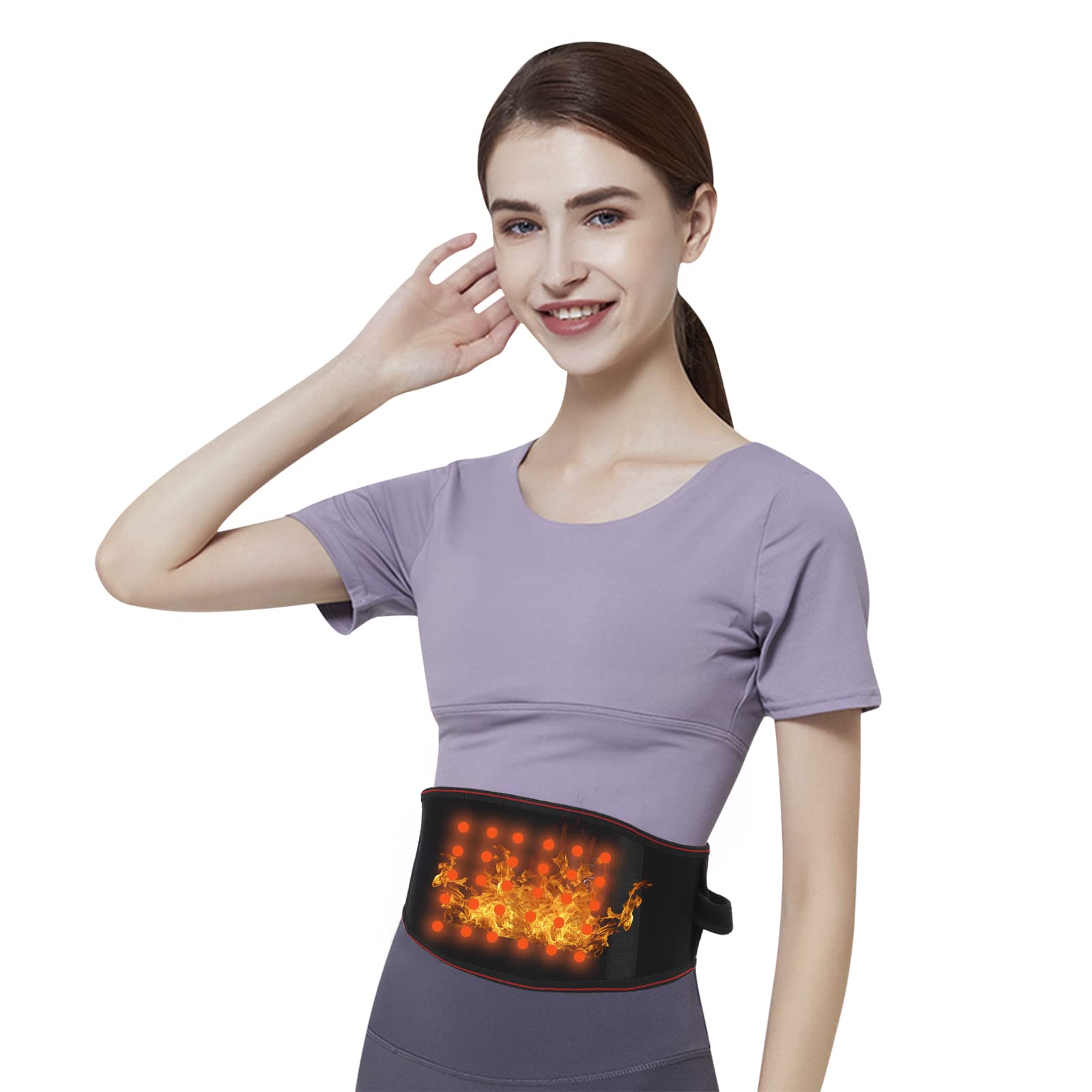 Faxianther USB Rechargeable Electric Heated Back Brace Wrap Olders Adutls Abdomen Waist Kidney Heating Pad Band Adjustable Rheumatic Heat Therapy Belt Low Back Pain Warmer Support