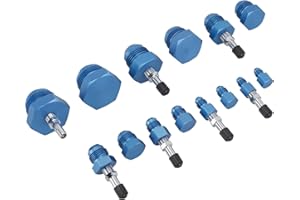 SPEEDWAY MOTORS Complete AN Hose Test Fitting Kit - Easy to Use - Detects Leaks - Anodized Aluminum - Blue Finish - Fits -3 AN to -16 AN Hoses - Essential Tool for Every Toolbox
