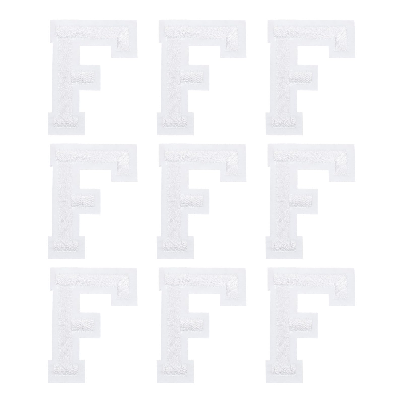 Photo 1 of MECCANIXITY Letters F Patches White Iron-On Letters F Patch Sew Sew Embroidered Applique Patches 4.7cm/1.85 Inch Hot Melt Adhesive Process for Clothing Repair Backpack Jean,Pack of 9