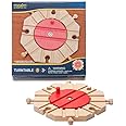 maxim enterprise, inc. Wooden Railway Turntable, 8-Way Turn table for Roundhouse, Wooden Train Track Accessories for Kids Ages 3 and Up, Compatible with Thomas & Friends, Major Brand Wooden Railways
