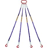 Kivomot Industrial-Grade 5 ft (1.5m) Polyester Lifting Sling – 8,800 lbs (4 Ton) Capacity, 4 Legs, 6:1 Safety Ratio, G80 Hooks – Heavy-Duty, Durable, and Safe for Rigging and Overhead Lifting