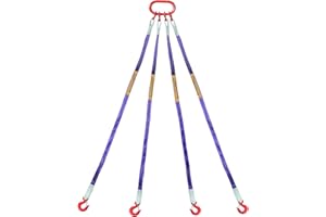 Kivomot Industrial-Grade 5 ft (1.5m) Polyester Lifting Sling – 8,800 lbs (4 Ton) Capacity, 4 Legs, 6:1 Safety Ratio, G80 Hooks – Heavy-Duty, Durable, and Safe for Rigging and Overhead Lifting