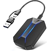 Wireless CarPlay Adapter for iPhone iOS 10+, Convert Wired to Wireless Apple CarPlay Adapter, Compact Plug & Play Design with USB/Type-C Cable, Auto Connect, Stable Signal, Seamless Driving