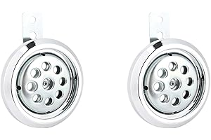 2 Pcs Universial Motorcycle Horn Round Loud Speaker 105dB Loud 12V 85mm Honeycomb Chrome Cover Motor Accesories