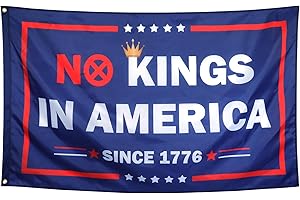 ZKflager No Kings In America Since 1776 Patriotic Funny Cool Flags Meme Flags Banner 3X5 Ft College Dorm Room Guys Man Cave Bedroom Outdoor Indoor Frat Bedroom Patio Garden Blue