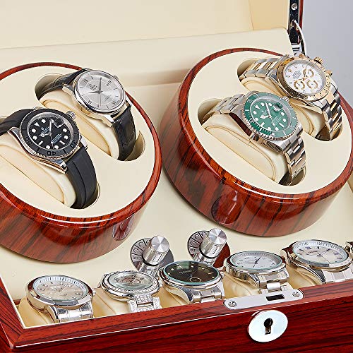 JQUEEN Automatic Wood Watch Winder Display Box 4+9 Storages (Ebony(WJW)) - Thumbnail 4