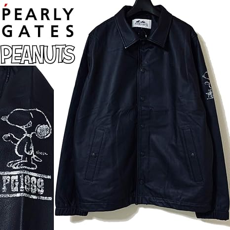 Amazon Co Jp タグ付 パーリーゲイツ スヌーピー コラボ レザー コーチ ジャケット ブルゾン 5 黒 羊皮 Pearly Gates Snoopy Peanuts ピーナッツ おもちゃ