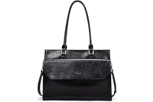 CLUCI Briefcase for Women Oil Wax Leather Vintage 15.6 Inch Laptop Business Shoulder Bag