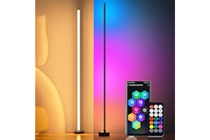 OFiSEXPT RGB Smart Corner Floor Lamps for Living Room, 2 Sets Floor Lamp for Bedroom, LED Corner Lamp with App and Remote Control, 16 Million Colors & 68+ Scene, Music Sync, Timer Setting Black