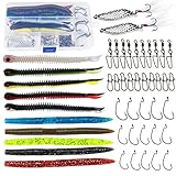 Sougayilang Fishing Worms Soft Senko Bait Plastic Fishing Lures Wacky Rig Grub Hook Tackle Swivel for Bass Trout Fishing