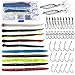 Sougayilang Fishing Worms Soft Senko Bait Plastic Fishing Lures Wacky Rig Grub Hook Tackle Swivel for Bass Trout Fishing