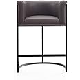 Manhattan Comfort Cosmopolitan 26 Inch Mid Century Modern Counter Height Bar Stools | Faux Leather Upholstery, Thick Foam Pad