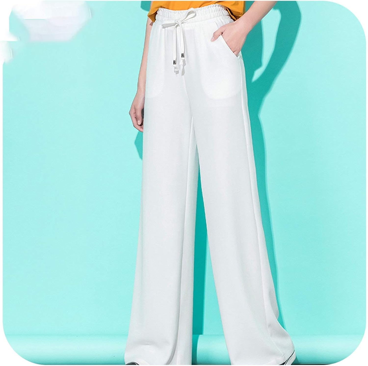 White Cotton Wide Leg Pants Cotton Linen White Wide Leg Pants Women Summer Casual Loose Streetwear