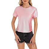 Metallic Disco Shirt Women Short Sleeve Shiny Multicolor Top Music Festival Outfit