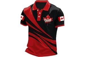 Mens Canada Polo Shirt Vintage Canadian Maple Leaf Flag Graphic Golf Shirts Summer Casual Patriotic 1st July T Shirt Tops