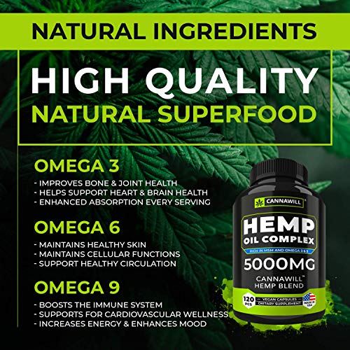 2 Hemp+Oil+Capsules+5000MG+Inflammatory