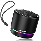 Keransean Portable Bluetooth Speaker 5.4, Mini Speaker, 12H Battery Life & Noise Reduction Mic, Metal Cover, TWS Pairing, Wireless Speaker with RGB Lights for Home/Travel/Outdoor by Music Lovers-Black