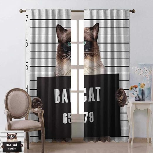 Amazon Com Youpinnong Cat Curtains Bathroom Window Bad Gang Cat