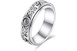 POPLYKE Sterling Silver Anxiety Spinner Rings Rotatable Mood Rings for Women Relieve Stress Gift