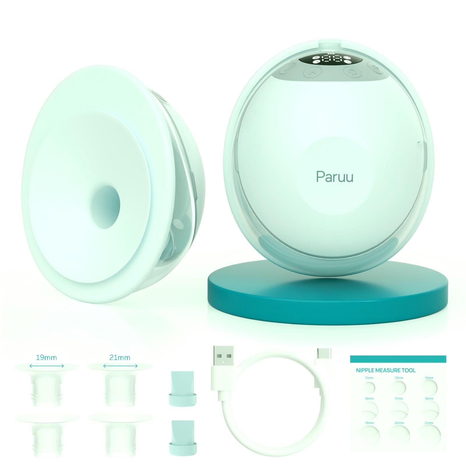 Photo 1 of Paruu P20 Electric Breast Pump Hands Free, 4 Modes & 12 Levels Suction with 19/21/24mm Double-Sealed Flange/Insert, Wearable & Portable, 2 Pack