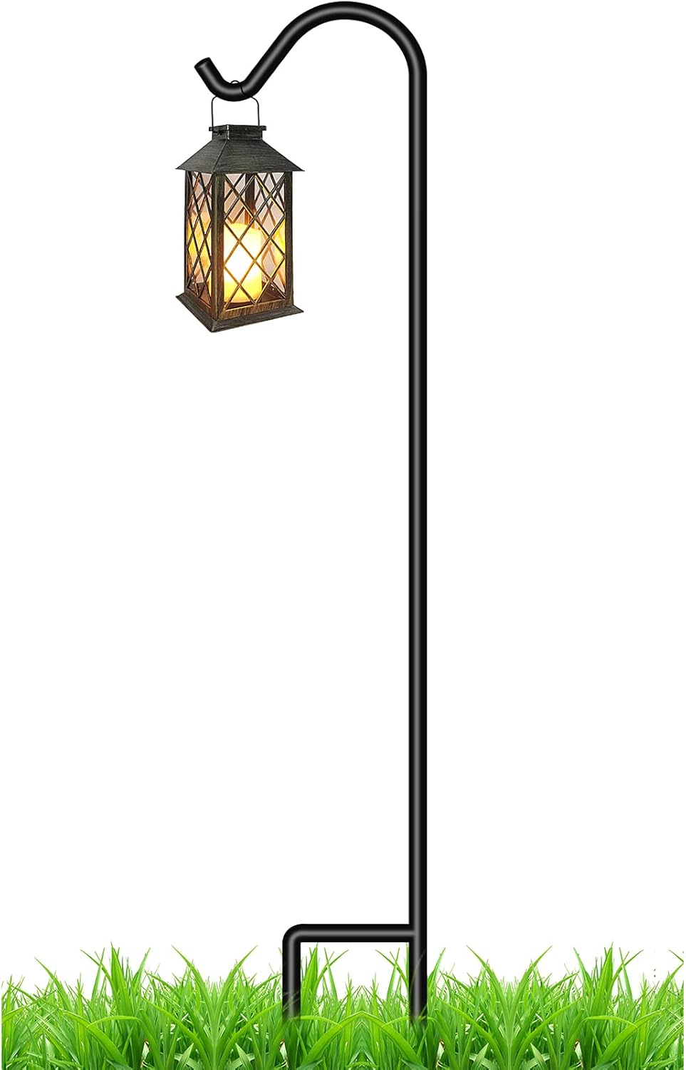 Outdoor Shepherd's Hooks - BEAU JARDIN Solid Shepherd Hook 65 inch Tall One Piece Structure No Assembly Required 1/2in Thick Heavy Duty for Outdoor Garden Hanging Plants Bird Feeders Pole Shepards Hooks Lantern Metal BG1791