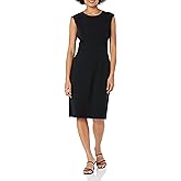 Kasper Womens Kasper Women's Cap Sleeve Sheath Dress with Seamed Waist Detail