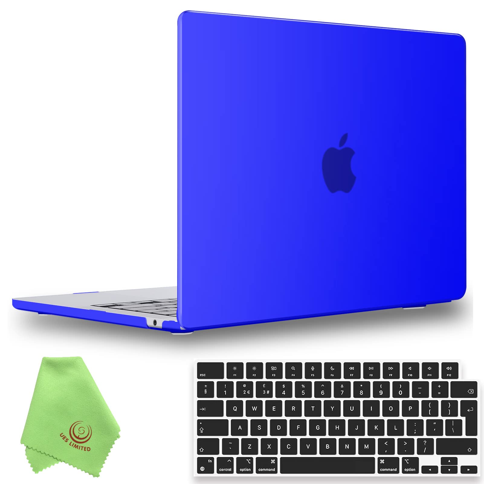 UESWILL Compatible with MacBook Air 13 inch M5 M4 M3 M2 Case Model A3449 A3240 A3113 A2681 Mac Air 13.6 Matte Hard Shell Case + EU Layout Keyboard Cover, Royal Blue