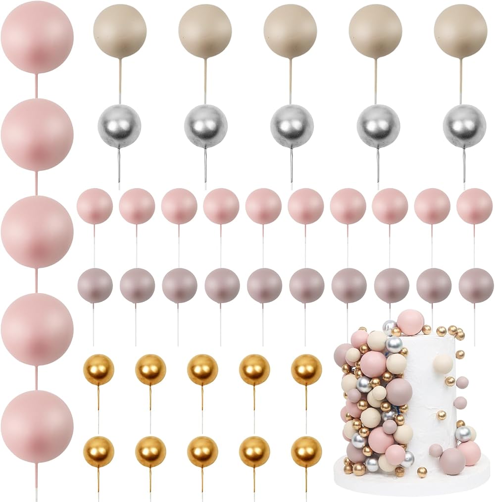 LARDUX 45 PCS Nude Ball Cake Toppers - Mini Balloon Cupcake Insert DIY