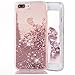 iPhone 7 Plus Case, Toposend Liquid Case Fashion Creative Design Flowing Liquid Floating Luxury Bling Glitter Beads Sparkle with Carved Rhinestone Diamond TPU Bumper for iPhone 7 Plus (Rose Gold)