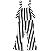 Toddler Kids Baby Girl Stripes Bell-Bottom Jumpsuit Romper Overalls Pants Outfits