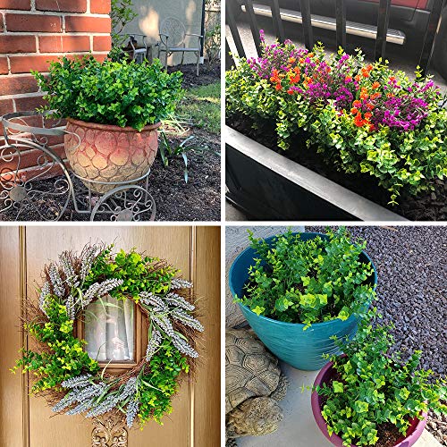 TEMCHY Artificial Boxwood Stems Faux Plants Shrubs (Pack of 7), Fake UV Resistant Greenery Foliage Spring for Farmhouse, Home, Garden, Office, Patio, Wedding and Indoor Outdoor Decor - Thumbnail 2