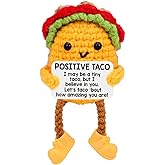 Mini Crochet Long Legged Positive Taco, Emotional Inspirational Support Mother’s Day Birthday Gifts for Women Mom Daughter Son Sister Friend Coworkers Men Funny Christmas Easter Gifts Desk Decor