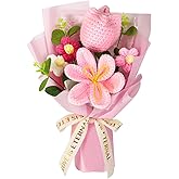 Phaicoilo Crochet Flower Bouquet: Completed Crochet Tulip Flowers for Graduation Gifts Birthday Home Decor (Pink)