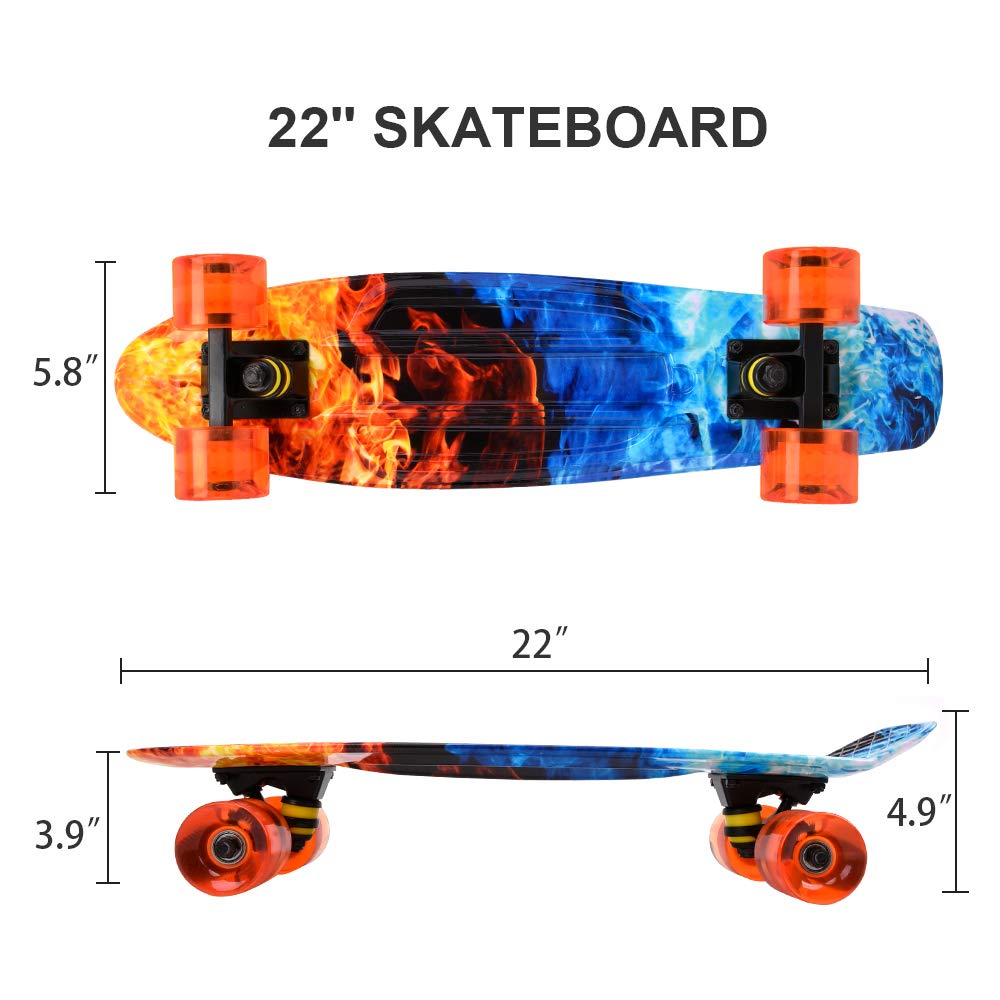 ChromeWheels Skateboards 22 inch Complete Skateboard Deck Mini Cruiser for Kids Boys Girls Youths Beginners